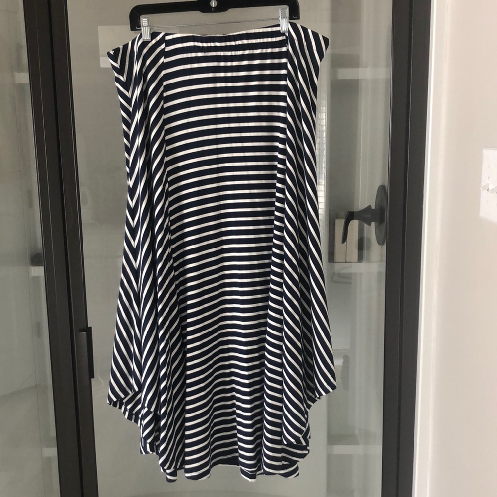 Chico’s Midnight striped  knit maxi skirt preppy casual summer 3 NWT 16